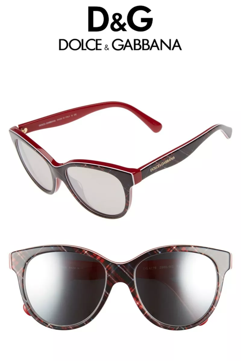 DOLCE GABBANA DG4176 29886G CHECK RED BLUE SILVER MIRROR ROUND