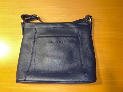 Marc O'Polo Handtasche Dunkelblau genarbtes Leder TOPZUSTAND Original