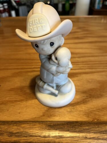 Precious Moments "Love Rescued Me" Fireman with Puppy Figurine  - Picture 1 of 6