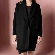 Allsaints Coat S Cocoon Single Button Relaxed Black Wool