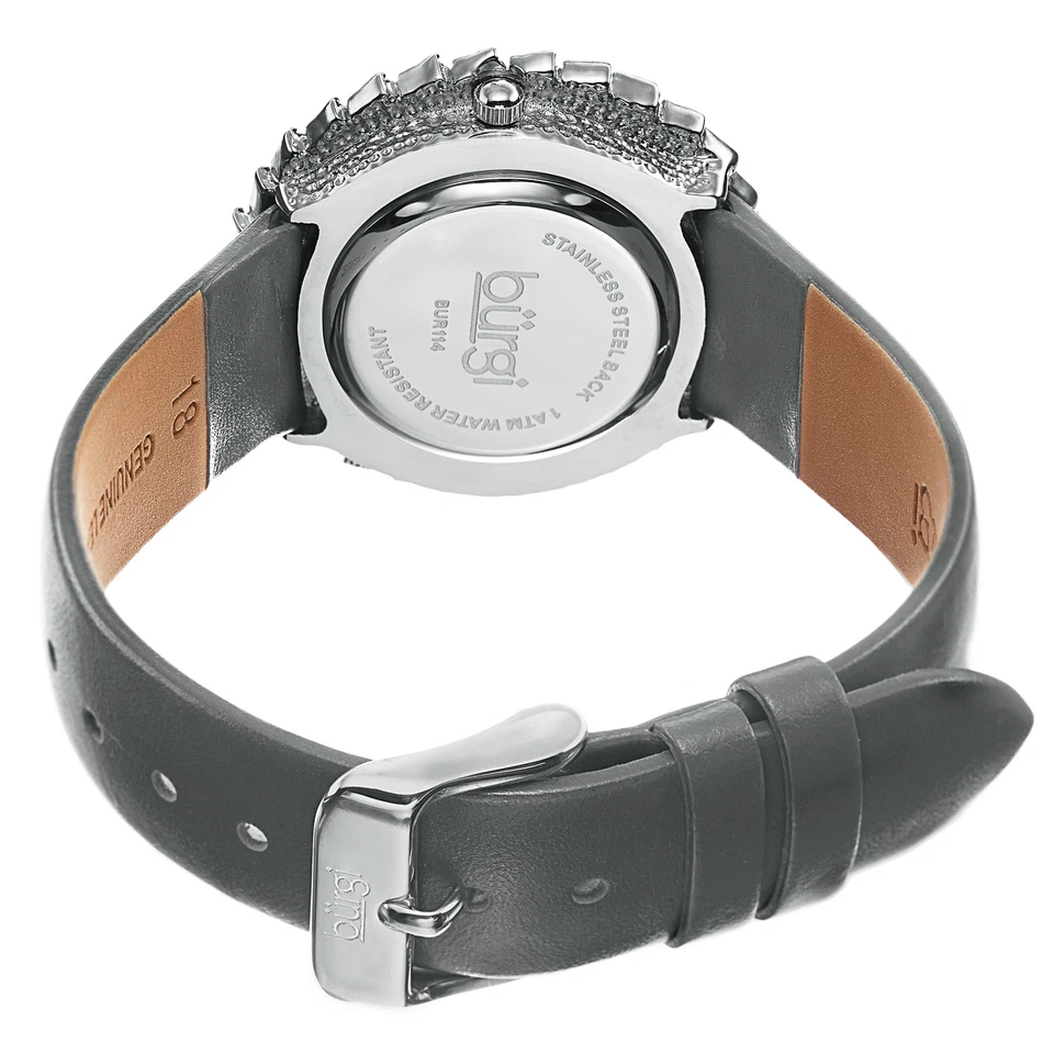 Nuevo Reloj Para Mujer Burgi BUR114GY Gris Suizo Madreperla Cuero Genuino Foto 4 de 4