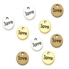 100Pcs Love Charms DIY Jewelry Making Pendant Fit Necklace Bracelets