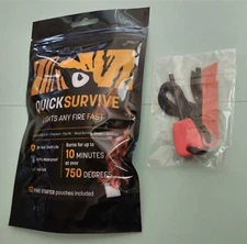 Easy Fire Kit! QuickSurvive Waterproof Paraffin Fire Starter Packs + Rod Striker
