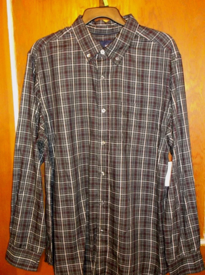 Мужская, большой основной выпуск длинным рукавом черный клетку платье рубашка. . НОВЫЙ WT - Изображение 3 из 4