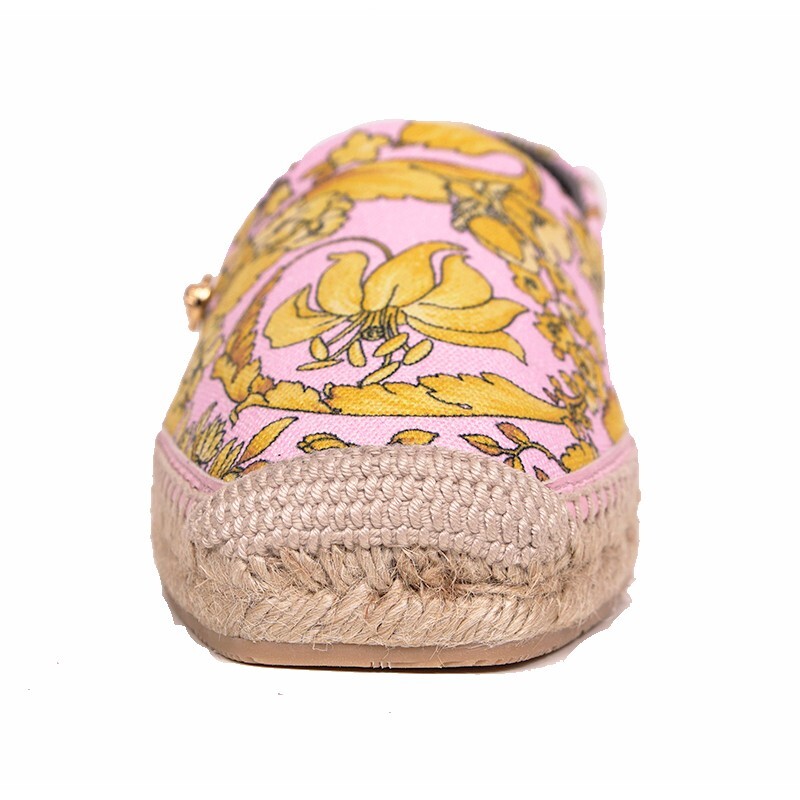 フラットシューズ VERSACE Woman Espadrilles Beige 10178521A13293 1K880 Versace Women's All Over Logo Espadrilles in Beige Versace