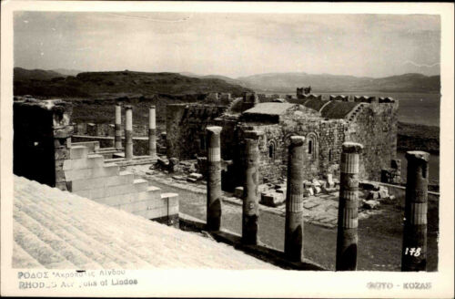 Lindos  Insel Rhodos Griechenland s/w AK ~1940 Akropolis von Lindos ungelaufen - Bild 1 von 2