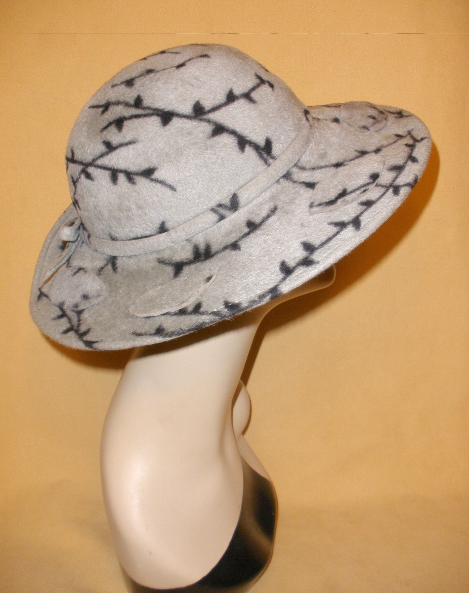 Made in Italy brim hat by LUCA DELLA ROCCA Luca Della Rocca Wide Brim Hat in Gray & Black Wool Felt  main image 4
