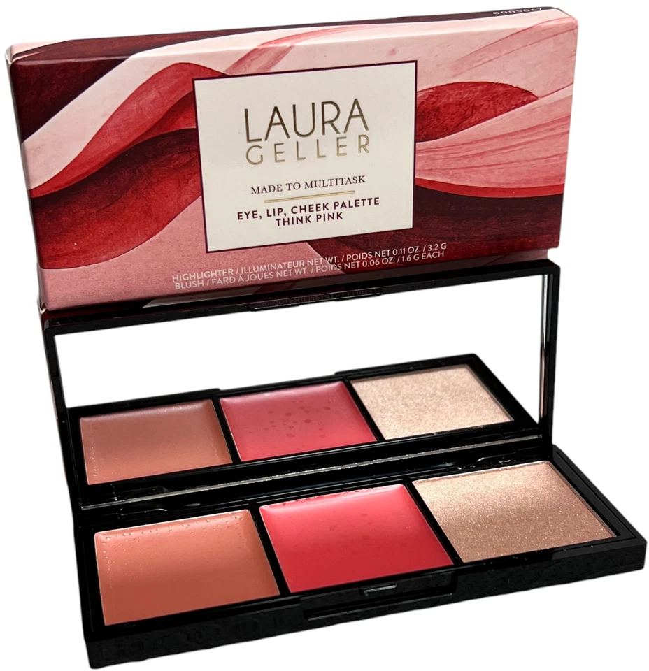 Laura Geller Made to Multitask Eye Lip Cheek Palette THINK PINK 3 Shades New - Image 3 of 4