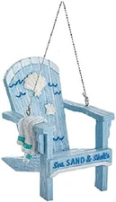 KURT ADLER 3.5" RESIN BLUE BEACH CHAIR w/TOWEL & SAYING CHRISTMAS ORNAMENT E0589