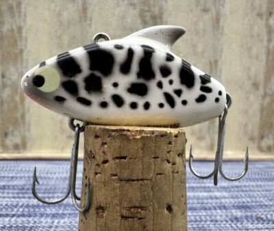Vintage Heddon Sonic 385 - 1957 Fishing Lure White Spotted Double