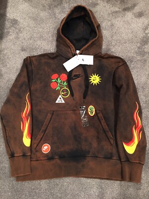 Nike Sportswear Graphic Varsity Hoodie Mens Size XL Rust/Black