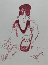 RUTH BUZZI SIGNED 9x12 ORIGINAL GLADYS DRAWING ON CANVAS      TO ROBERT     JSA