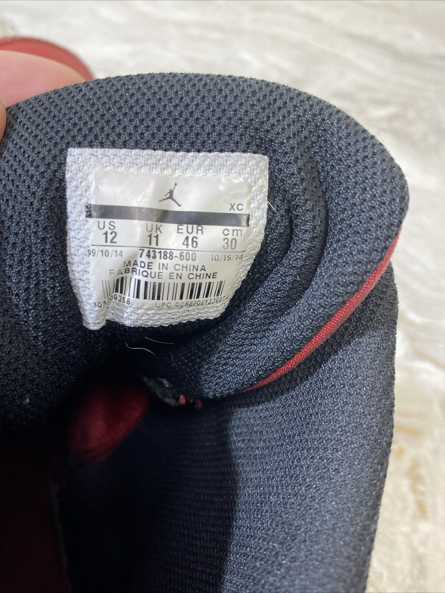 Size 12 Nike Air Jordan 1 Flight 3 Hi Tops Red/Black 743188  display picture 3