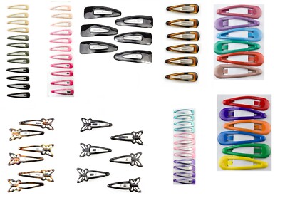 Snap Hair Clip Girls Plain Colourful Bendy Click Clack Hair Slides eBay
