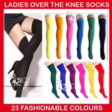 LADIES OVER THE KNEE SOCKS - 22 Colours -made by tights fabric
