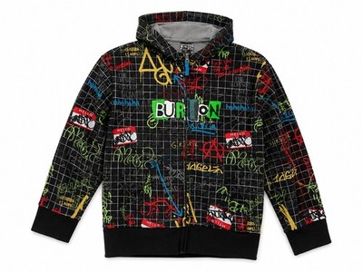 Burton DRYRIDE Youth XL Graffiti Full Zip Fleece Hoodie Snow Jacket Black