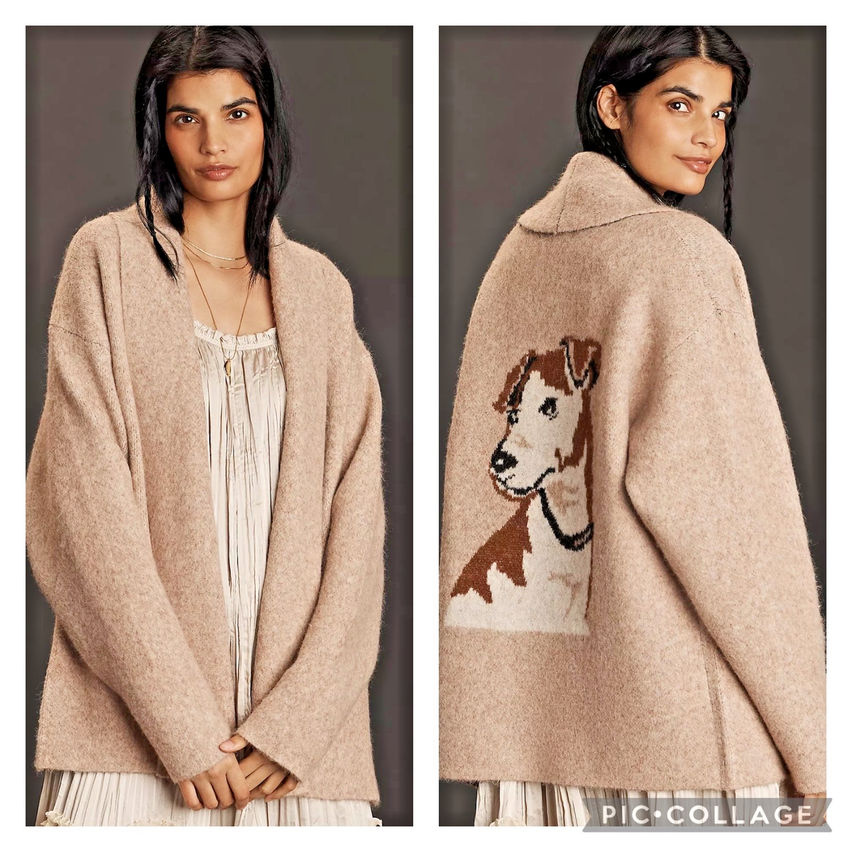 NWT ANTHROPOLOGIE MARIEL 3D Icon Longline Cardigan Sweater DOG