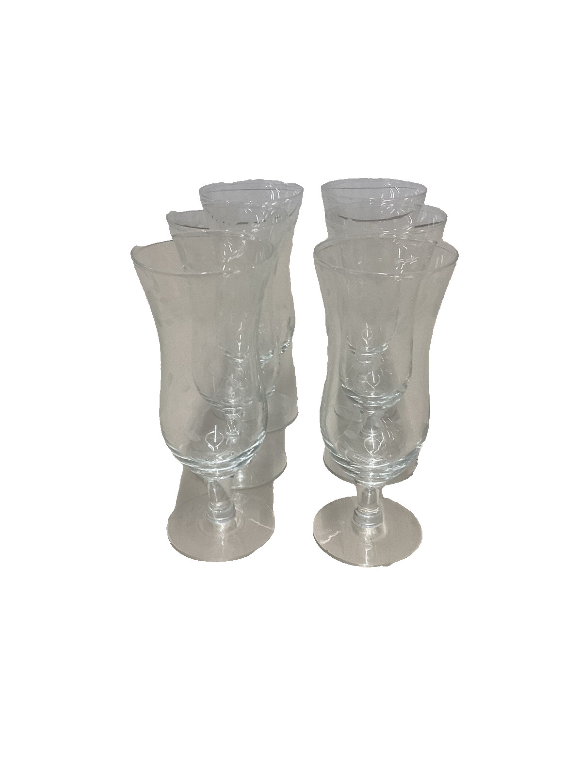 Set of 6 Clear Footed Hurricane Cocktail Glasses 16 oz Pedestal Barware