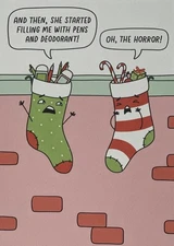 ~~ MERRY CHRISTMAS GREETING CARD~~  NOVELTY / FUNNY  / TALKING STOCKINGS  /JOKES
