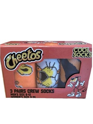 Odd Sox CHEETOS Crew Length Socks 3 Pairs Gift Set Men's 8-12/Women's 9-14 NEW