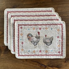 Juego de 4 manteles Tissus Toselli Jacquard Lafeyette gallinas granja provenzal francesa