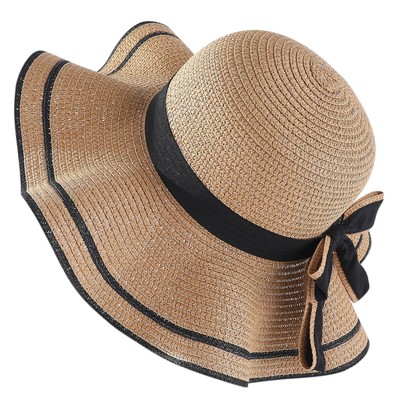 Beach Sun Hats for Women Wide Brim Straw Hat for Women with  display picture 1