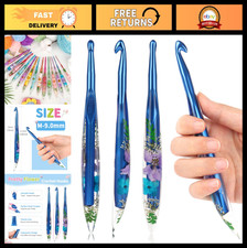 Ergonomic 9mm Crochet Hook with Floral Resin Handle - Perfect for Blankets, Doll