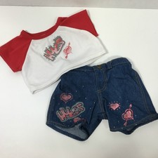 BABW 10-24" Hearts and Hugs Tee Denim Shorts Build a Bear Workshop