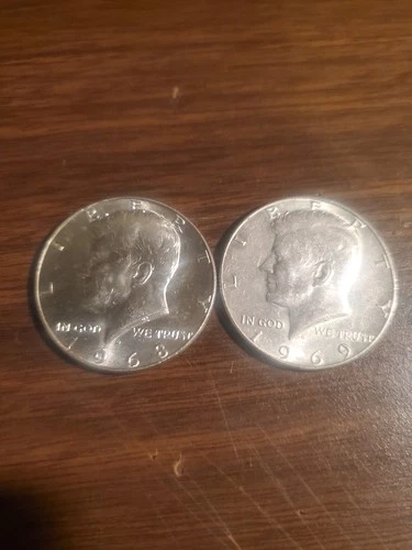 Lot of 2.  1968 & 69-D Kennedy Gem Proof Half Dollar Coin 40% Silver US