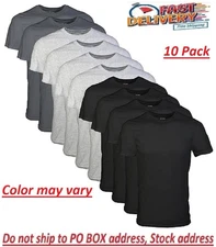 Gildan Adult Men's Short Sleeve Crewneck Assorted Color T-Shirt 10-Pack Size S-2