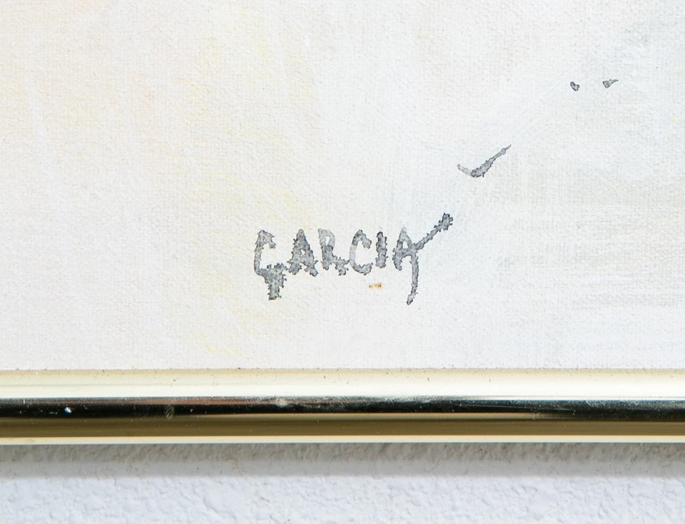 Pintura Moderna Mediados de Siglo Arte Original Abstracto Flores Floral 48x36.5 Firmada Foto 4 de 4