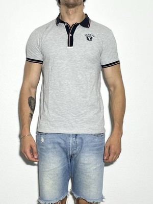 Schott NYC Polohemd Polo Poloshirt T-Shirt Grau Logo Gr L
