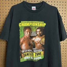 Vintage Boxing Shirt Mens XL Black Oscar De La Hoya Mayorga 2006 Y2K Sports