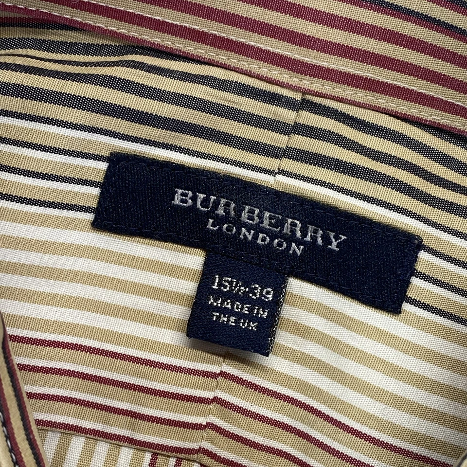 Burberry Shirt Mens Medium 15.5 Striped Button Up London Made in UK Classic - Image 2 of 4