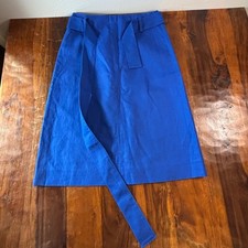 J.Crew Womens Cobalt Blue A-Line Belted Knee Length Skirt Size 4 High Waisted