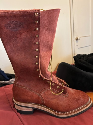 Custom WESCO Highliner Boots 14” Size 12EE Redwood Roughout Semi-LTT Brand New