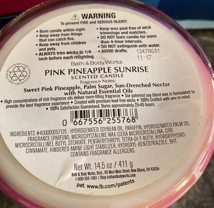 Bath & Body Works 粉色菠萝日出 3 芯蜡烛 14.5 盎司 - 全新 — 第 3/3 张图片