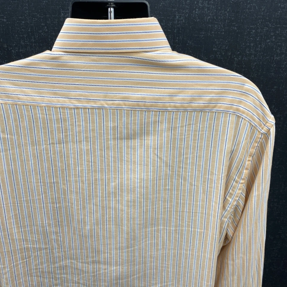 Camisa de vestir Brandolini para hombre 16,5 rayas LS puño francés abotonada hecha en Italia Foto 4 de 4
