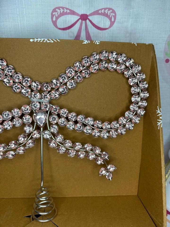 Pink Bow Rhinestone Jeweled Tree Topper - Image 3 of 4