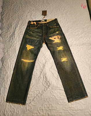 A Bathing Ape BAPE Men s Dark Wash Blue Denim Straight Jeans Logo Size M NWT