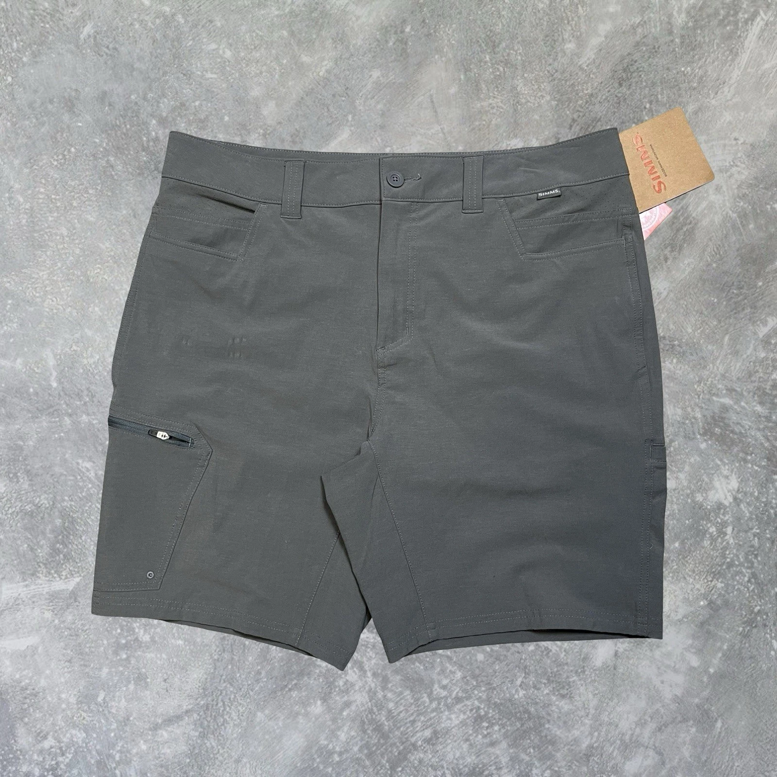 Simms Challenger Shorts Mens 36 Hiking Fishing Cargo Stretch Performance Gray