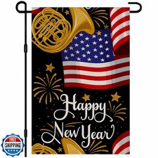 IVN Happy New Year Garden Flag 12x18 Inch Double Sided Happy New Year Text wi...