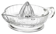 HIC Citrus Juicer Reamer with Handle and Pour Spout, Heavyweight Glass, Clear 