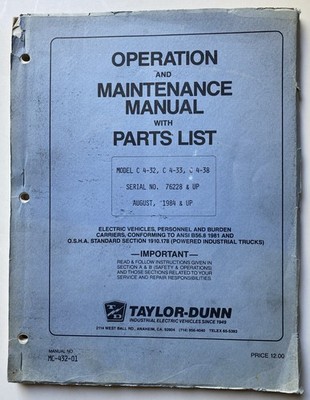 Taylor-Dunn Electric Vehicle Operation and Maintenance Manual C-4-32