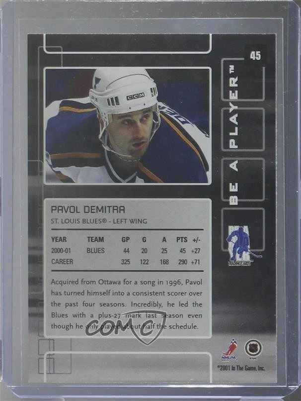 2001 ITG Be A Player Memorabilia Emerald All-Star Fantasy 1/1 Pavol Demitra 0c3 - Image 2 of 3