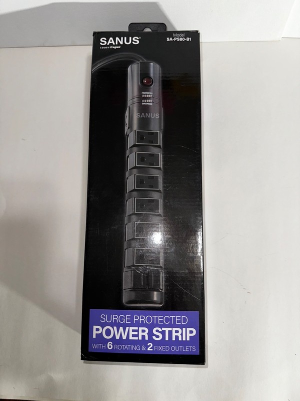SANUS  Surge Protected Power Strip with Rotating Outlets. SA-PS80-B1. Black. 8Ft