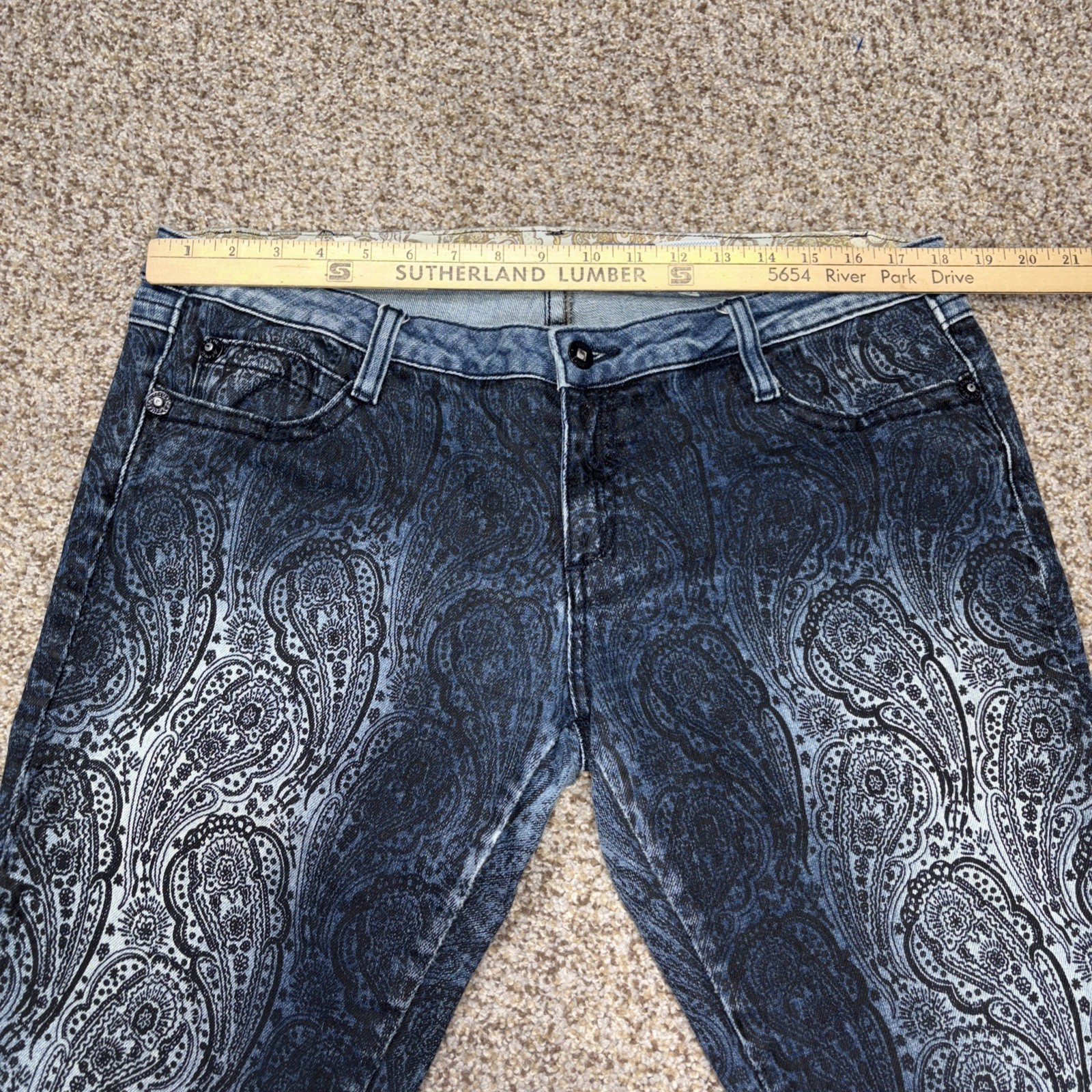 Azzure Love Life Denim Vintage Paisley Pront Jeans Dark Wash 34x33 Fits 36 X 32 - View 7