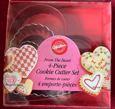 Wilton Cookie Cutter Set From The Heart Metal 4-Piece Valentine Nesting NEW 