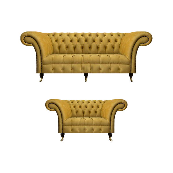 Gelbe PolstermöBel Designer Chesterfield Couchen Dreisitzer Textilsofas-image