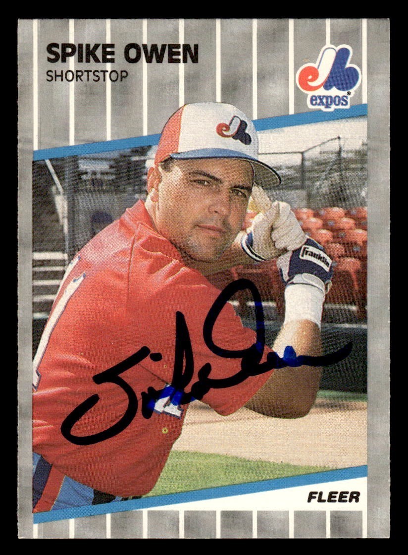 1989 Fleer Update Baseball #U-98 Spike Owen Signed Autograph (no COA)
